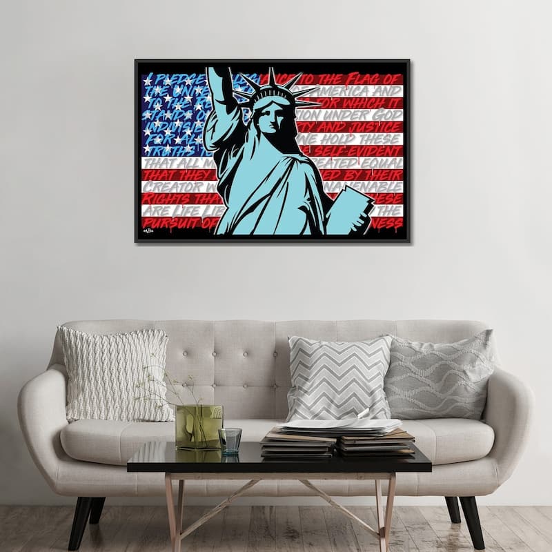 iCanvas "Patriotic Liberty" by Hybrid Life Art Framed Bed Bath